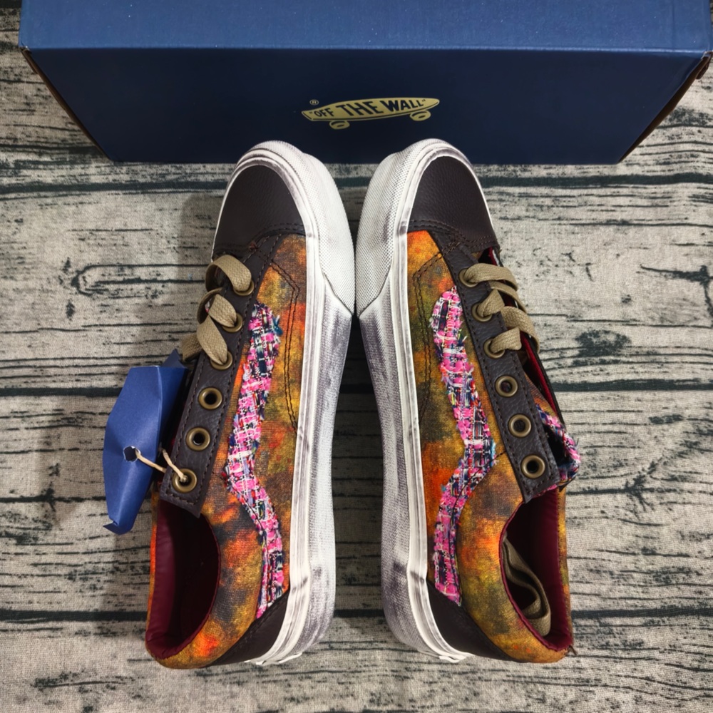 Vans Women's Multicolor Tie-Dye Canvas Sneakers with Brown Toe Caps - Picture 5 of 13
